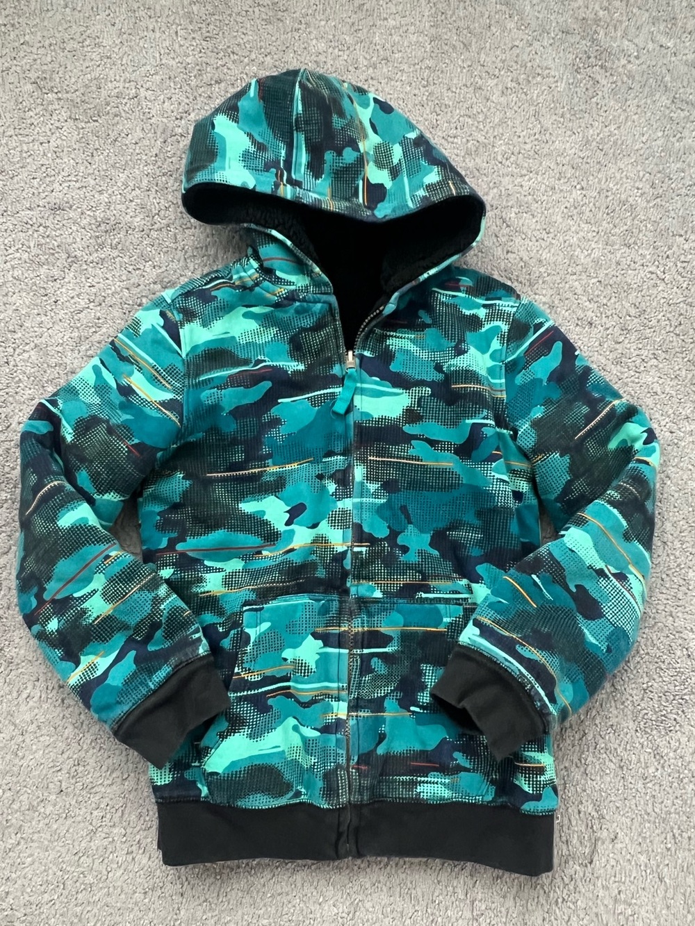 Lands' End Teal & Aqua Camo Sherpa-Lined Zip-up Hoodie